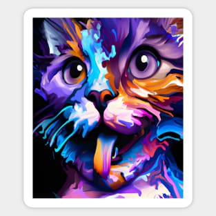colorful abstract cat Sticker